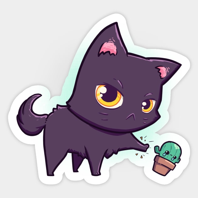 Cat Hates Spiky Plants Sticker by Susto